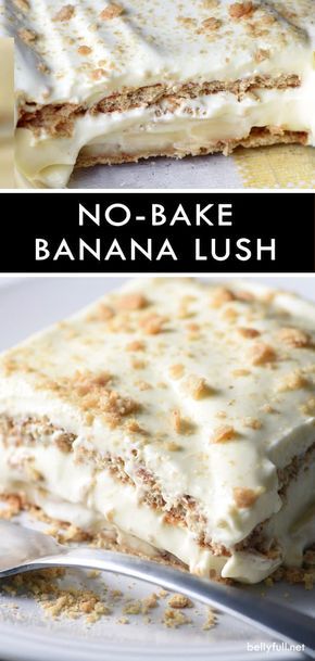 Reminiscent of Banana Cream Pie, but easier! This No-Bake Banana Cream Lush uses Graham crackers instead of a crust, and it’s no-bake, making it perfect for summer. It’s a must the next time you have a crowd over! #dessert #banana #lush #bananalush #bananacreampie #nobake Banana Lush, Puding Pisang, Best Dessert Ever, Dessert Banana, Lush Cake, No Bake Summer Desserts, Dessert Oreo, Quick Dessert Recipes, The Best Dessert