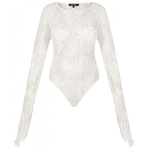 Maison Esve - White Body - Tops ($500) ❤ liked on Polyvore featuring tops, white top, white lace top, white body suit, lacy tops and lace bodysuit White Body Suit, White Long Sleeve Bodysuit, Long Sleeve Body Suit, White Lace Bodysuit, Suit White, Lacy Tops, Bodysuit White, White Long Sleeve Top, Body Top