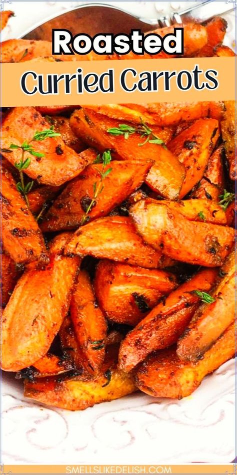 Roasted curried carrots are a vibrant and flavorful side dish that's  surprisingly simple to make. This recipe transforms humble carrots into a  delightful accompaniment to various mains, thanks to the warm embrace  of aromatic curry spices and a touch of sweetness from honey. Curried Carrots, Curry Carrots, Frozen Casserole Recipes, Creamy Green Bean Casserole, Chicken Samosas, Tangy Coleslaw, Crunchy Coleslaw, Perfect Roast Turkey, Crispy Waffles