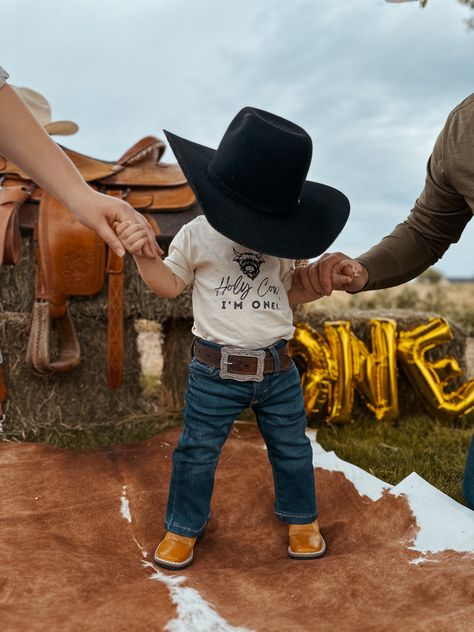 Holy Cow Im One, Cow Boy Hat, Baby Cowboy Hat, Cowboy First Birthday, Baby First Birthday Themes, Rodeo Birthday Parties, Western Birthday Party, Boys First Birthday Party Ideas, Boys 1st Birthday Party Ideas