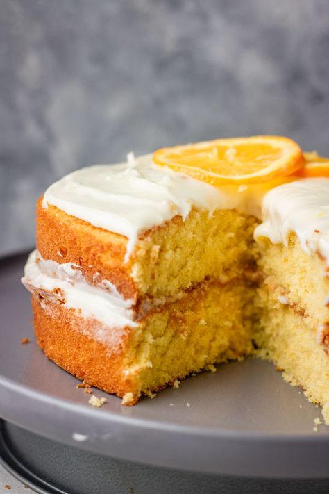 Orange And Vanilla Cake, Best Orange Cake Recipe Moist, Easy Orange Cake Recipe Simple, Orange Cake Recipe Moist Easy, Vanilla Orange Cake Recipe, Orange Sponge Cake Recipe Moist, Biscuits Cake Recipe, Yummy Cakes Recipes, Moist Sponge Cake Recipe Easy