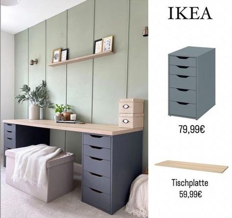 31 Brilliant and Cheap Ikea Desk Hack Ideas – best 4 crafts.com Study Room Decor Ideas Diy, Ikea Study Desk, Cheap Ikea Desk, Ikea Workspace, Ikea Study, Study Room Decor Ideas, Ikea Office Hack, Home Office Hacks, Amazing Home Office