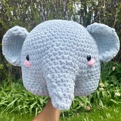 Hand made crochcet elephant plush. Available for sale on my etsy! Customizations are welcome #crochet #amigurumi #amigurumiaddict #whale #chrochetwhale #handmadewithlove #handmadetoys #handmadetoysofinstagram #crochetsocietystar #crochetstitches #crochetersofinstagram #crochetaddict Jumbo Elephant, Jumbo Crochet, Easy Crochet Animals, Crochet Business, Crochet Elephant, Kawaii Crochet, Elephant Plush, Crochet Pumpkin, Fun Crochet Projects