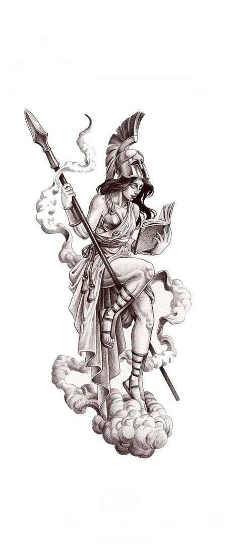 Hera Goddess Tattoo Design, Greek Mythology Art Athena, Greek Mythology Calf Tattoos, Old Gods Tattoo, Greek Pantheon Tattoo, Athena Goddess Tattoo Design, Spartan Woman Tattoo, Greek Themed Tattoos Women, Athena Back Tattoo