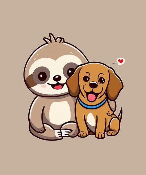 Cute Sloth and Dog Friendship for Animal Lovers by Laugh-Lines | Redbubble Laugh Lines, Sloth Lovers, Cute Sloth, Artist Gifts, Cute Dog, Animal Lovers, Sloth, Top Artists, Science Poster