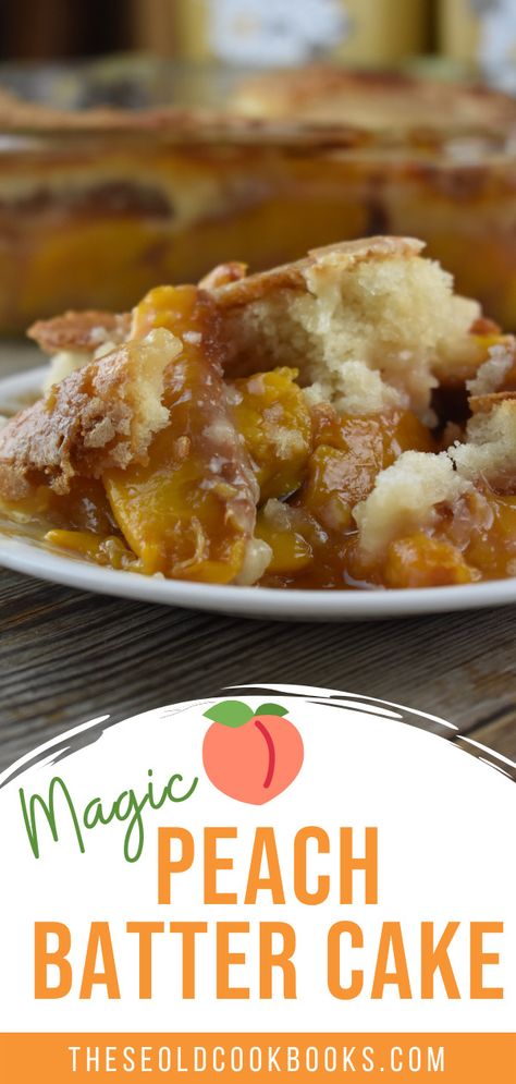 Peach Batter Cake Recipe with Crunchy Top Crust Water Cake, Peach Cake Recipes, Peach Dump Cake, Peach Dessert Recipes, Peach Recipes, Peach Desserts, Peach Cake, Peach Cobbler Recipe, Mix Recipes