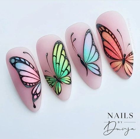 Quick Nail Art, Butterfly Nail Designs, Art Deco Nails, Dot Nail Art, Gel Nail Art Designs, Finger Nail Art, Nail Art For Beginners, Butterfly Nail Art, Fancy Nails Designs