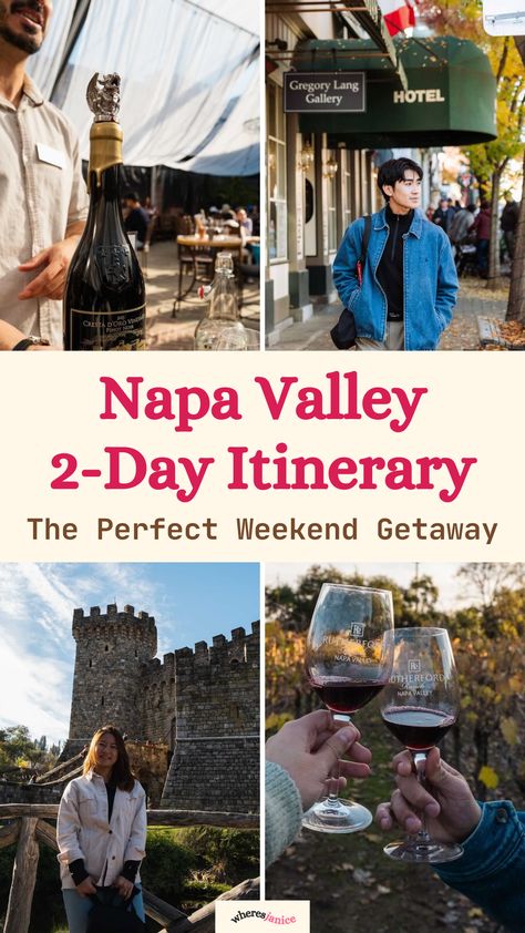 Planning a Napa Valley 2-day itinerary? Whether you're visiting Napa Valley in fall or any season, this guide covers the best wineries, scenic spots, and top places to stay. Perfect for a weekend in Napa Valley, a couples' getaway, or a relaxing wine-tasting trip. Get ready for the ultimate Napa Valley itinerary filled with stunning views, world-class wines, and unforgettable experiences! 🍇
@wheresjanice Napa Valley Trip, Napa Trip, Wine Country Travel, Travel Destinations Usa, Napa Valley Wine, California Trip, Wine Country California, Tips Saving Money, Usa Travel Destinations