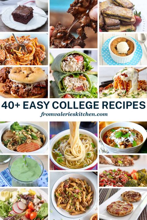 40+ Easy Recipes for College Students Meal Prep For College Students Healthy, Easy Dinner College Student, Simple Recipes For College Students, College Meal Ideas, College Cooking Recipes, Cheap College Meals, Easy Student Meals, College Dinners, Healthy College Meals