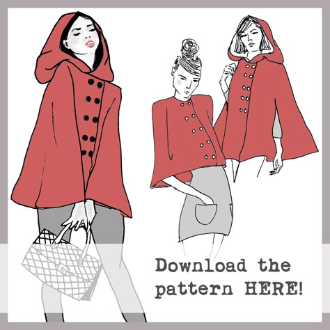 Fairy Tale Cape Pattern | This Blog Is Not For You | free download, donations accepted Free Cloak Pattern Hooded Capes, Cape With Arm Holes Pattern, Wool Cape Coat Pattern, Hooded Cape Pattern Free, Cape Sewing Pattern Free, Easy Cape Pattern, Diy Cape For Women, Free Cape Pattern, Hooded Cloak Pattern