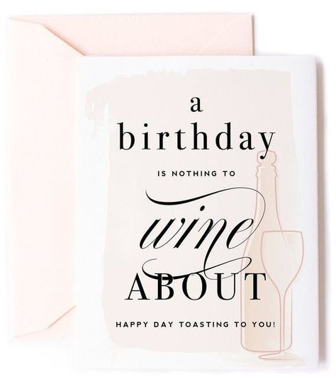 Nothing to Wine About Birthday Card - Witty Birthday Card - Birthday Card for Best Friend - Wine The Wine Themed Birthday Cards, Witty Birthday Cards, Birthday Card For Best Friend, Wine Birthday Cards, Wine Birthday, Card For Best Friend, Paper Gifts Anniversary, Birthday Wine, Kitty Meow