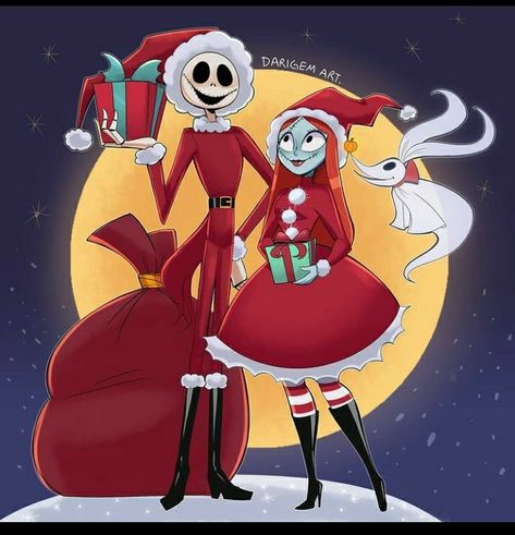 Jack Skellington And Sally Fanart, Jack And Sally Christmas, Navidad Jack Skellington, Jack Skellington Navidad, Nightmare Before Christmas 2, Jack Skellington Santa, Nightmare Before Christmas Pictures, Jack Y Sally, Jack Skellington Pumpkin