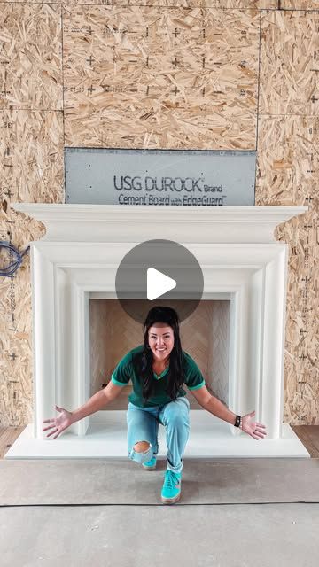 Mysha Bolen| DIY Interior Designer on Instagram: "Now let’s cover that chimney…stone or painted brick? Vote👇🏼
{both are on my exterior}👌🏼.

You know what’s cool about cast stone… you can design your mantel to reflect any style you like but it always adds an elevated elegance to the overall design. This is my 3rd mantel design with @stonemountaincastings and the quality of the end product is amazing every time. Ps they ship nationwide!" Stone Cast Fireplace, Chimney Design Ideas, Parisian Fireplace, Mantel Decorating Ideas With Tv, Fire Place Tv, Chimney Ideas, Cast Stone Mantel, Stone Mantle, Chimney Design