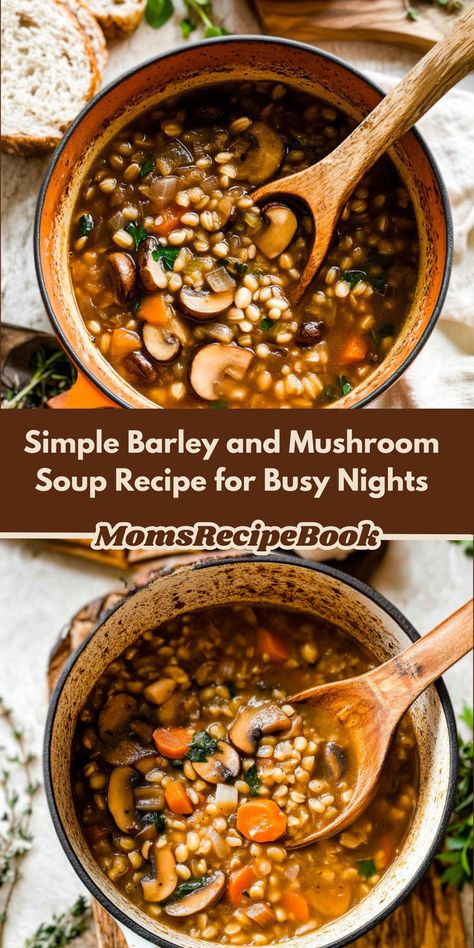 Looking for a quick and nutritious meal? This Barley and Mushroom Soup is your answer! With just a handful of ingredients and straightforward steps, you can whip up a hearty dinner in no time. The combination of chewy barley and tender mushrooms creates a rich, savory flavor that’s perfect for any occasion. Plus, it’s a fantastic way to sneak in extra veggies! Ideal for meal prep, this soup freezes well, making it a convenient option for busy weeknights or cozy gatherings. Mushroom Soup Recipe, Mushroom Soup Recipes, Hearty Dinner, Easy Weeknight, Mushroom Soup, Easy Weeknight Dinners, Weeknight Dinners, Nutritious Meals, Soup Recipe