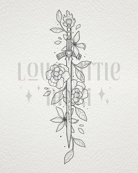 Gorgeous floral sword for Darlene 🗡️🌸 she wanted her favorite flowers incorporated into this Goldryn piece, Jasmine and Carnations 💐 #goldryn #tattooart #throneofglass Kingsflame Flower Tattoo, Goldryn Tattoo Tog, Sara J Maas Tattoos, Goldryn Tattoo, Flower Spine Tattoos, Artsy Tattoos, Bookish Tattoos, Jasmine Flowers, Delicate Tattoo