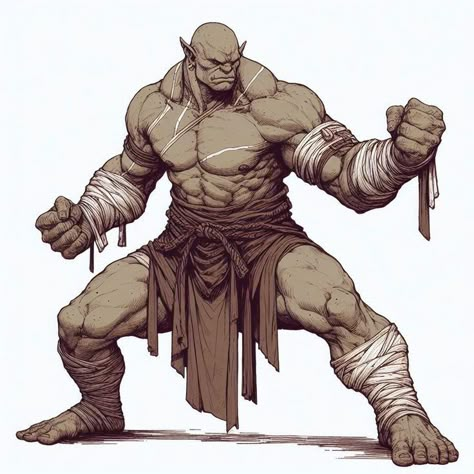 Orc Drawing, Monk Character Design, Orc Art, Dnd Orc, Monk Dnd, Trendy Tunic, Dungeons And Dragons Classes, Dungeons And Dragons Characters, Dungeons And Dragons Homebrew