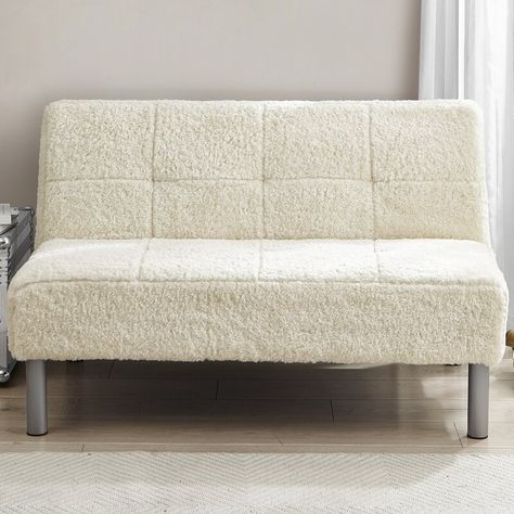 Latitude Run® Avreigh Twin Or Smaller Tufted Back Convertible Sofa | Wayfair Dorm Room Futon, Dorm Futon, Room Futon, Dorm Room Seating, Dorm Seating, College Furniture, Futon Beds, Small Dorm Room, Small Dorm