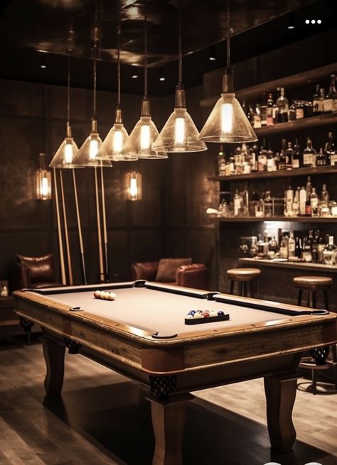 Pool Table Bar Room Ideas, Bar Shed Ideas, Basement Luxury, Pool Room Ideas, Billiards Room Decor, Cinema Rooms, Snooker Room, Different House Styles, Pool Table Room