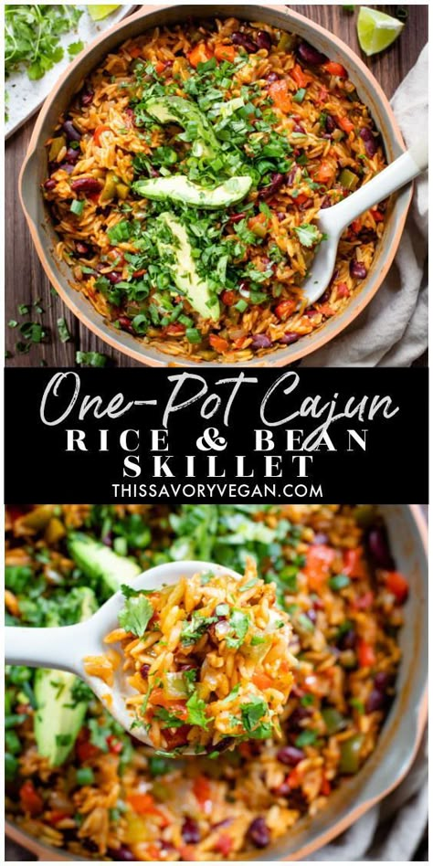 Whole Food One Pot Meals, Vegan Cajun Risotto, One Pot Pescatarian Meals, Cajun Healthy Recipes, Healthy Cajun Meals, Vegan Bean Dinner Recipes, Easy One Pot Meals Vegetarian, Vegan Dinner One Pot, Healthy Dinner Recipes Meatless