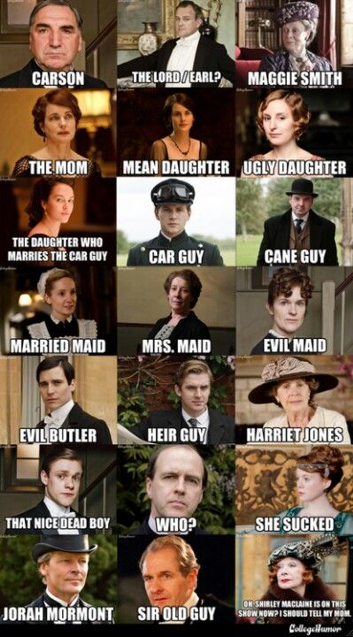 Downton Abbey quick reference chart Mary And Mathew, Downton Abbey Characters, Jorah Mormont, Downton Abby, Simple Character, Maggie Smith, Rurouni Kenshin, Master Piece, College Humor