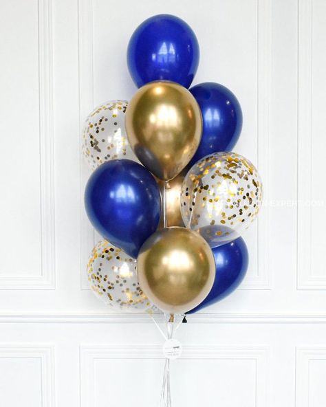 Blue Gold White Birthday Theme, Yellow And Blue Party Decorations, Gold And Blue Balloons, Blue And Gold Balloon Arch, Blue And Gold Party Decorations, Daycare Graduation, Athletic Banquet, 60th Birthday Ideas For Mom, Party City Balloons