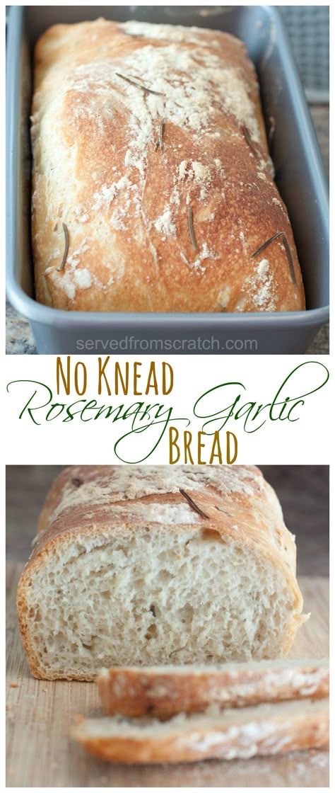 Crispy crust, soft chewy center, No Knead Rosemary Garlic Bread Bread Recipes Easy, Rosemary Garlic Bread, Rosemary Bread, Recipes Bread, Knead Bread, Rosemary Garlic, Cloud Bread, Bread Pudding Recipe, No Knead Bread