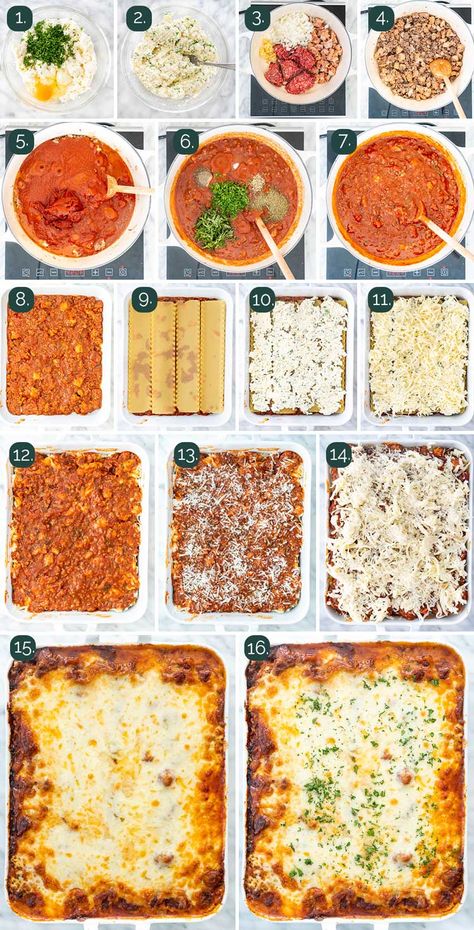 Simple Healthy Lasagna Recipe, Lasagna Recipe For One, Non Traditional Lasagna Recipes, Homemade Lasagna No Ricotta, The Best Lasagna Recipe, Simple Lasagna Recipe Ricotta, Lasagna Recipe With Ricotta Healthy, Lagsana Recipe With Ricotta Cheese, Homemade Lasagna Recipe With Ricotta