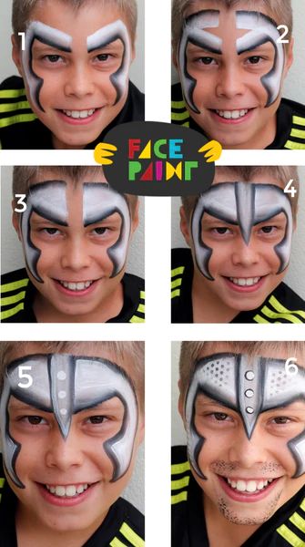 Prince Face Paint, Thor Face Paint, Medieval Face Paint Ideas, Soldier Face Paint, Knight Face Paint, Christian Face Painting, Army Face Paint, Warrior Face Paint, Viking Face Paint