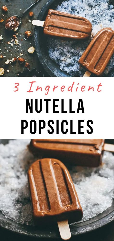 Treats With Nutella, Homemade Banana Popsicles, Nutella Cool Whip Popsicles, Nutella Popsicles Recipe, Nutella Ice Pops Popsicle Recipes, Chocolate Peanut Butter Banana Popsicles, Banana Popsicle Recipes, Nutella Popsicles, Fudgesicle Recipe