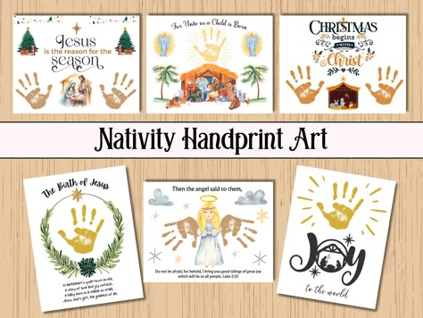 Preschool Nativity Art, Jesus Is Born Craft Preschool, Christian Christmas Crafts For Kids, Christmas Sunday School Crafts, Nativity Printables, Nativity Craft, Toddler Sunday School, Nursery Christmas, Christmas Handprint