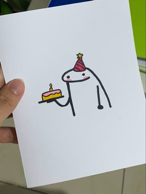 Cute Things To Draw On A Birthday Card, Cute Drawings For Friends Birthday, Drawing Ideas For Friends Birthday, Paintings For Birthdays, Birthday Gift Drawing Ideas, Birthday Sketch For Best Friend, Drawings For Best Friends Birthday, Hbd Card Ideas, Funny Birthday Card Drawings