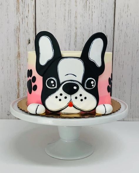 Pug Cakes Birthday, Boston Terrier Party Theme, French Bulldog Cake Topper, Frenchie Cake Ideas, Frenchie Birthday Cake, French Bulldog Cake Ideas, French Bulldog Birthday Cake, Frenchie Birthday Party, Frenchie Cake