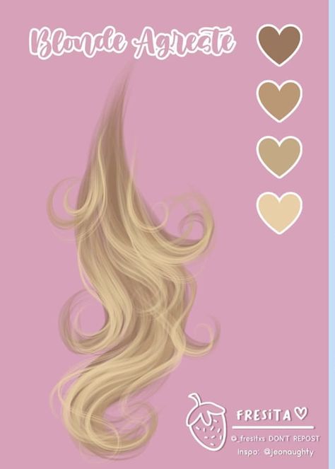 Blonde Pallete Color, Blonde Hair Pallete, Blonde Hair Shading Drawing, Blonde Color Palette Drawing, Blonde Hair Color Drawing, Blonde Colour Palette, Blonde Hair Color Pallete, Hair Palette Digital Art, Blonde Hair Color Palette Drawing