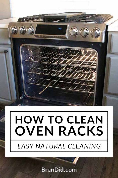 Learn how to clean oven racks naturally with this easy green cleaning tutorial. Cleaning oven racks covered in grease and grime is a snap with baking soda and hot water. It’s the best way to clean oven racks plus it’s cost effective and good for the environment! Cleaning Baked On Grease In Oven, How To Clean Oven Racks Fast, Clean Oven Racks, How To Clean Oven, Baking Soda Cleaner, Arm And Hammer Super Washing Soda, Stove Cleaning, Baking Soda Health, Cleaning Naturally