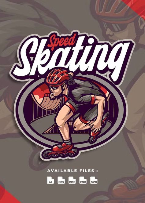 Inline Skate Sport Race Logo Template AI, EPS Inline Speed Skates, Skate Stickers, Logo Feminine, Speed Skating, Speed Skates, Logo Mascot, Logo Minimal, Creative Logo Design, Logo Typography