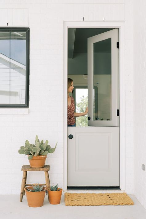 Dutch Door Front Door, Paint Brick Exterior, Modern Dutch Door, Starter Board, Paint Brick, Dutch Doors Exterior, Dutch Doors, Door Projects, Door Paint