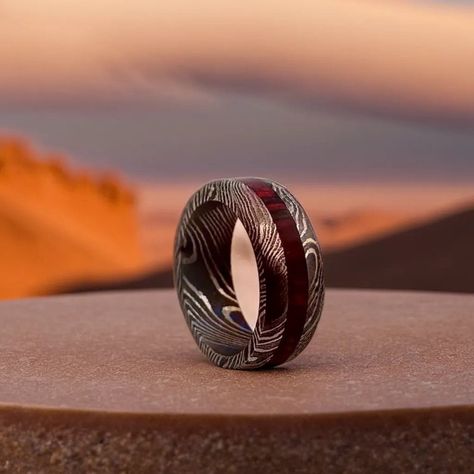 Unique Damascus Steel Whiskey Barrel Rings Damascus Steel Rings Wood Inlay Mens Promise Ring Wood Wedding Ring Wedding Band Engagement Ring by WhiskedStudioLLC on Etsy Whiskey Barrel Rings, Mens Promise Ring, Wedding Band Engagement Ring, Damascus Ring, Damascus Steel Ring, Wood Wedding Ring, Promise Rings For Guys, Barrel Rings, Single Ring