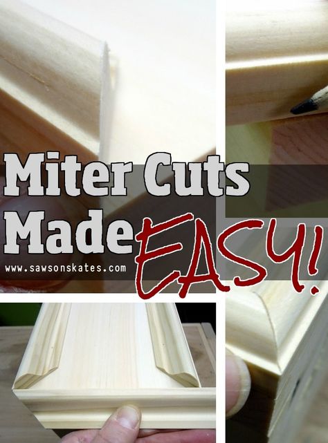 miter cuts made easy Woodworking Saws, Carpentry Skills, Learn Woodworking, Diy Holz, Popular Woodworking, Up House, Woodworking Jigs, Woodworking Bench, Woodworking Videos