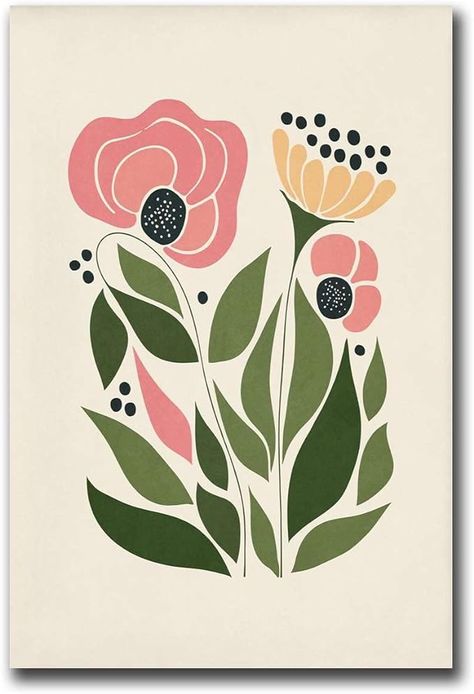 Amazon.com: Canvas Painting Posters Wall Art Picture Prints Pink Yellow Flower Market Printable Floral Green Printable Floral Gallery Plant Poster Minimalist Floral Poster Contemporary Living Room Bedroom Office Art Deco 20x30inch-without Frame: Posters & Prints Minimalist Flower Painting, Abstract Plant Painting, Wall Poster Design, Flower Market Printable, Sketching Flowers, Glaze Patterns, Plants Painting, Art Deco Pictures, Plant Poster