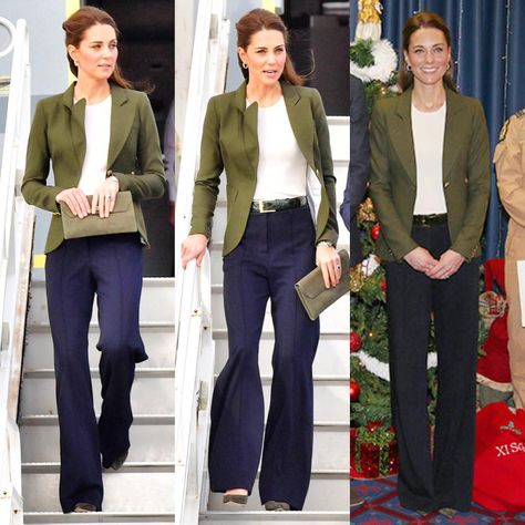 Navy Pants Outfit Work Winter Color Combos, Navy Green Pants Outfit, Business Casual Outfits Navy Pants, Olive And Navy Outfit, Wide Leg Navy Pants Outfit, What To Wear With Navy Pants, Navy Pants Outfit Work, Olive Green Blazer Outfit, Blue Wide Leg Pants Outfit