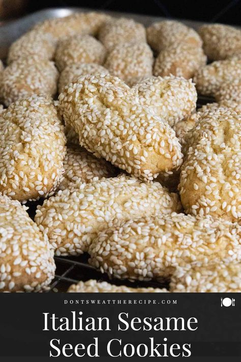 Italian Sesame Cookies, Sesame Seeds Cookies, Sesame Cookies Italian, Pizzicati Italian Pinch Cookies, Sicilian Fig Cookies, Anise Cookies Christmas, Italian Cookies Traditional, Tassie Cookies, Sesame Seed Bars Recipe