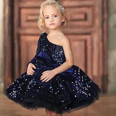 Kids Little Girls' Dress Solid Colored A Line Dress Party Ruched Mesh White Above Knee Short Sleeve Cute Sweet Dresses Spring Summer Regular Fit 3-12 Years 2023 - US $73.99 Kids Flower Girl Dresses, Glitter Party Dress, Girls Sequin Dress, Marine Uniform, 파티 드레스, Blue Party Dress, Birthday Girl Dress, Dress Sleeve Styles