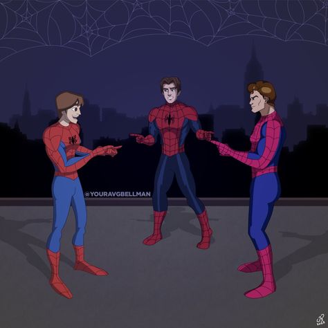 Crédito/Credit by: @YourAvgBellman on twitter Link (Visitar/visit) Spiderman The Animated Series, Spider Man Animated, Miraculous Genderbend, Spier Man, Spider Man Animated Series, Animated Spider, Spiderman And Spider Gwen, Spiderman Images, 2 Peter 3