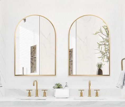 Arch Mirror Bathroom, Arch Bathroom, Gold Arch Mirror, Wall Mirrors Set, Clear Mirror, Mirror Metal, Arched Mirror, Glass And Aluminium, Arch Mirror