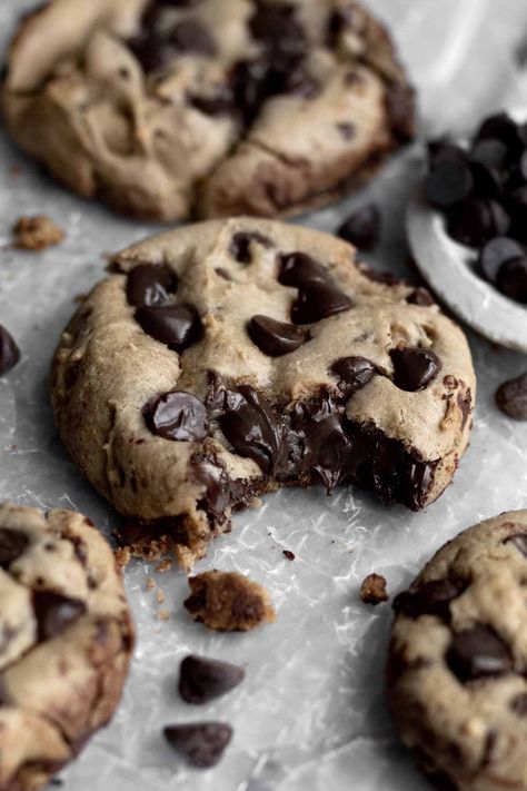 Small Batch Chocolate Chip Cookies - Lane & Grey Fare Lane And Grey Fare, Wfpb Vegan, Small Batch Chocolate Chip Cookies, Banana Cookie Recipe, Eggless Chocolate Chip Cookies, Eggless Cookies, Banana Bread Cookies, Double Chocolate Chip Cookies, Chocolate Chip Banana Bread