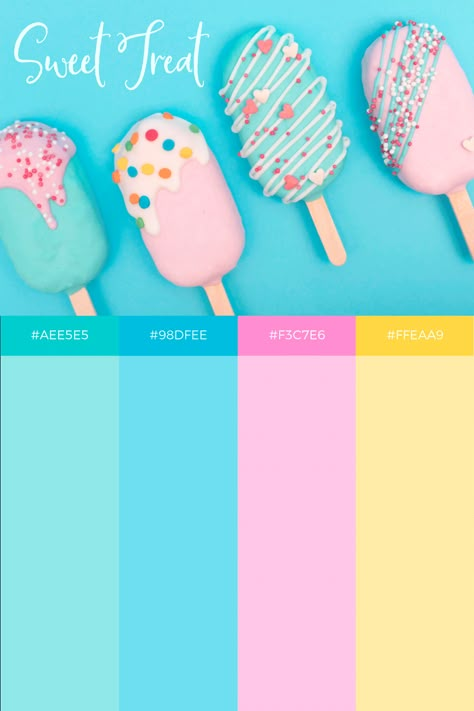 Pink Teal Yellow Color Palette, Ice Cream Color Palette, Candy Color Palette, Hex Color Palette, Color Schemes Colour Palettes, Pastel Colour Palette, Pastel Palette, Bright Pastels, Color Palate