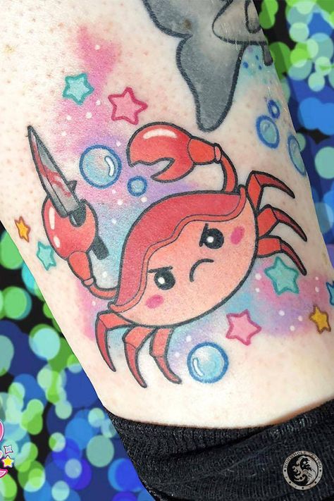 Crab Tattoo For Women, Crab Rave, Ocean Theme Tattoos, Wormhole Tattoo, Crab Tattoo, Astronaut Tattoo, Favorite Tattoos, Cool Tattoo Drawings, Scar Tattoo