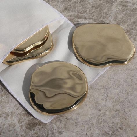 Shop The Cool Hunter on Instagram: "Brass coasters. Set of 2 shop.thecoolhunter.net #swipeleft (link in profile)" Homeware Store, Metal Coasters, Makeup Package, Unique Coasters, Shop Aesthetic, Cotton Pouch, Creative Packaging, Shape And Form, Incense Holder