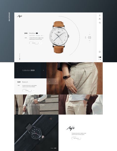 «Луч» | Watch Store on Behance Watches Website Design, Watch Proposal, Watch Website Design, Watch Graphic Design, Web Design Ux Ui, Luxury Website, Website Design Layout, Modern Website, Ui Design Inspiration