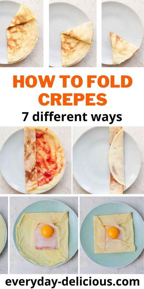 Filled Crepes, How To Fold Crepes, How To Fold A Crepe, Crepe Fillings, Sweet Crepes Filling, Crepe Filling Recipe, Crepes Recipe Easy Filling Savory, Crepe Ideas, Crepe Filling